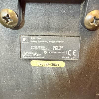JBL EON1500 Passive 15" PA Speaker / Stage Monitor Made in USA Late 1990s-Early 2000s image 5