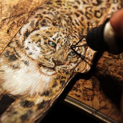 Burny Black custom guitar strap _ snow leopard black made to order - oil image 1