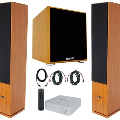 (2) Rockville Rocktower 64B Wood Home Tower Speakers+Bluetooth/Wifi Amp+Sub image 1