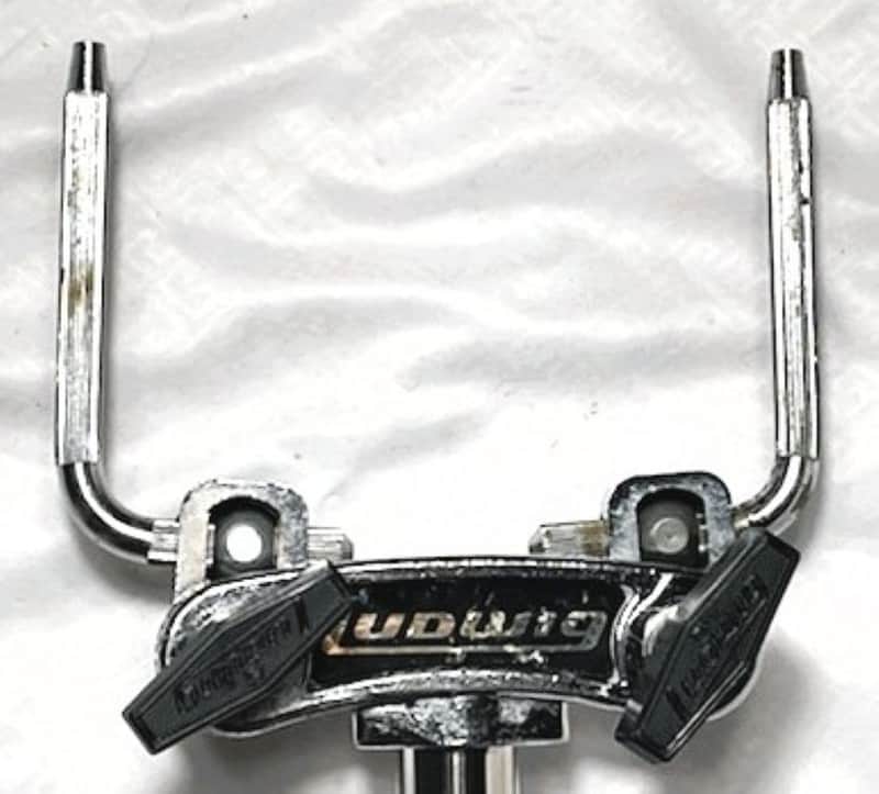 Ludwig 70s 781-2 19" Double Tom Holder w/3D Printed Reproduction #2847 Ludwig Logo Black T-Handles  - LDTH-107 image 1