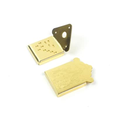 Mandolin or Cigar Box Guitar Tailpiece With Cover ,Ornate Pattern Gold Plated image 4