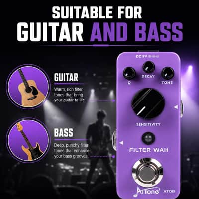 AITONE Wah Pedal Dynamic Auto Wah Guitar Effect Pedals Envelope Filter True Bypass for Electric Guitar and Bass (AT-08) image 4