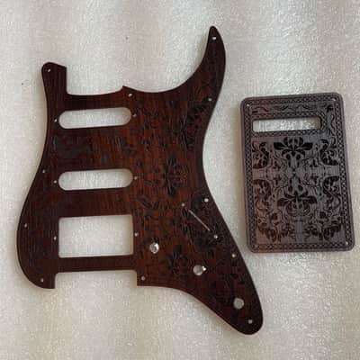 Rosewood SSH Strat Style Guitar Pickguard Set with Back Plate and Screws image 1