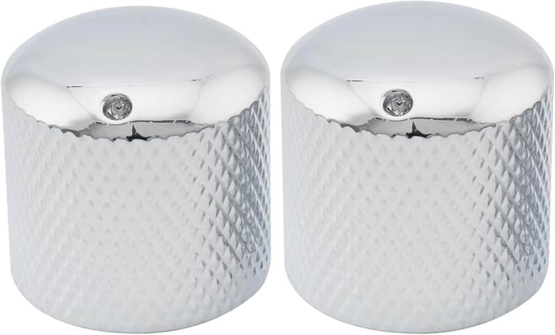 Steel Push-on Dome Knobs with Indicator Dot for Electric Guitar or Precision Bass, Chrome (Set of 2) image 1