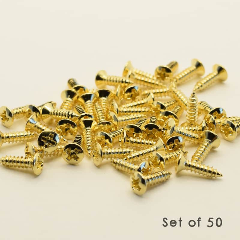 Gold Steel Pickguard and Control Plate Screws 3mm x 12mm - 50 image 1