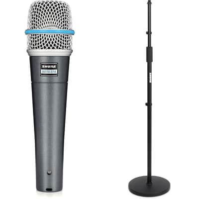 Shure Beta 57A Supercardioid Dynamic Instrument Microphone with Round Base Stand image 1