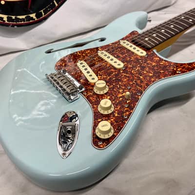 Fender Limited Edition American Professional II Stratocaster Thinline Semi-Hollow Body Electric Guitar - Transparent Daphne Blue image 17