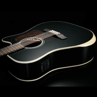 Walden D642RCEB-G Natura Solid Sitka Top-Mahogany 12-String Armrest Dreadnought Acoustic Cutaway-Electric Gloss Black w/Gigbag image 5