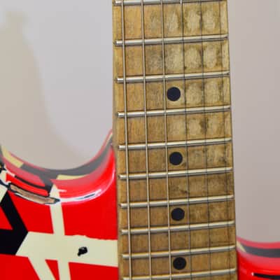2020 EVH Striped Series Frankenstein Frankie Electric Guitar, Maple Fingerboard, Red with Black Stripes Relic w/ Case image 13