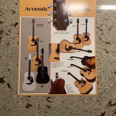 Vintage 1990 Fender Acoustic Guitars Spec Flyer! image 2