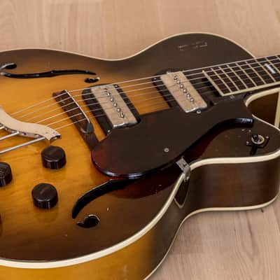1957 Harmony H62 Vintage Archtop Electric Guitar Sunburst w/ Gibson P-13 Pickups, Case image 9