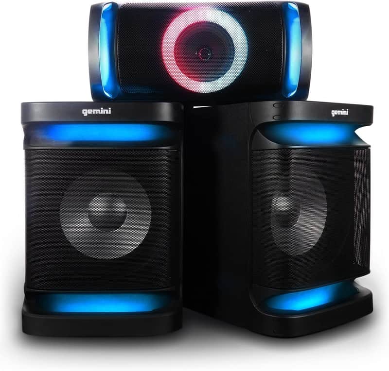 Gemini GSYS-4800 Bluetooth LED Party Light Stereo System and Home Theater Audio System with 4000W Watts Shelf Speakers, Dual 12" Woofers, Media Player, FM Radio, USB/SD Playback image 1