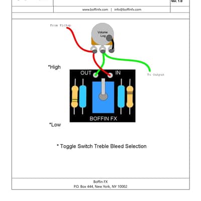 Boffin FX Guitar Treble Bleed On-Off Switch 1,592 Hz Cut-Off Frequency Electric Guitar High Output Pickups Upgrade Component image 6