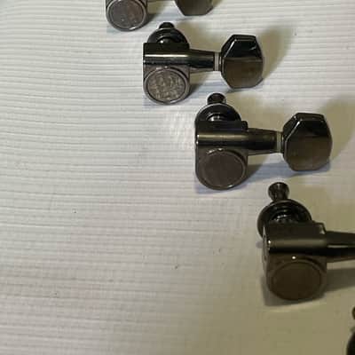 2000's Indonesian Ibanez S & RG Series Dual Pin Cosmo Black Tuners Tuning Pegs 7 In Line image 12
