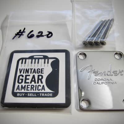 Fender American Standard Neck Plate with Screws Authentic Vintage Guitar Part Circa-2000s-Chrome image 1