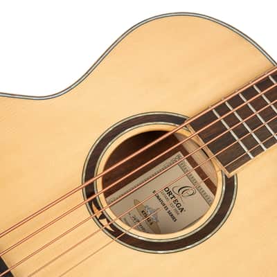 Ortega KTSM2-5 Signature Series Ken Taylor Solid Spruce Top Nato Neck Cutaway 5-String Acoustic-Electric Bass Guitar w/Gig Bag image 11