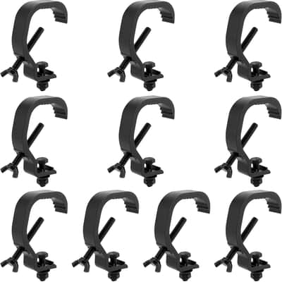 10 Pack Stage Light Clamp Hook, Aluminum Alloy Truss C-Clamp, Heavy Duty Stage Lights Truss Clamp for DJ Lighting Par Lights Spot Lights, Fit for 1.18-2 Inch OD Tube/Pipe, Black image 1