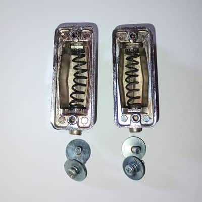 UNMARKED PEARL STYLE SNARE DRUM LUGS PAIR W/ SCREWS  70's - CHROME - FREE SHIP TO C-USA image 4