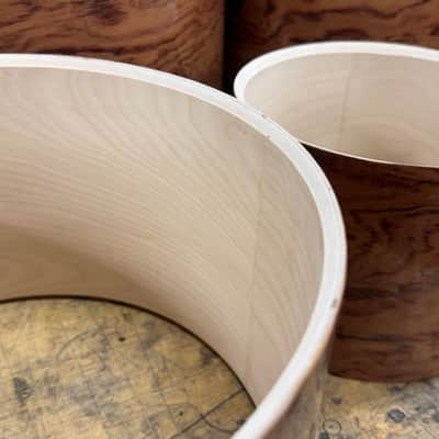 BUBINGA exotic wood and Maple 5 pcs shell set - 5 ply core shells - Clear gloss polished BEST OFFERS ACCEPTED! image 7
