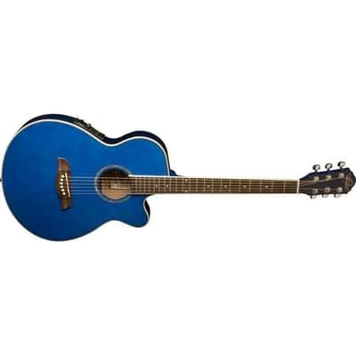 Oscar Schmidt OG8CETBL Folk Style Cutaway Acoustic-Electric Guitar - Trans Blue image 2