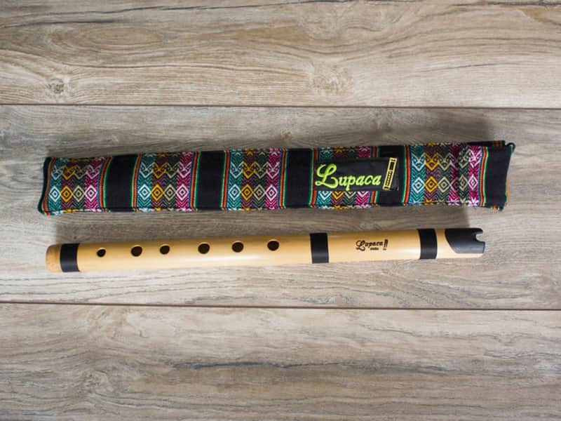 Professional Lupaca bamboo Quena with ebony wood mouthpiece in F image 1
