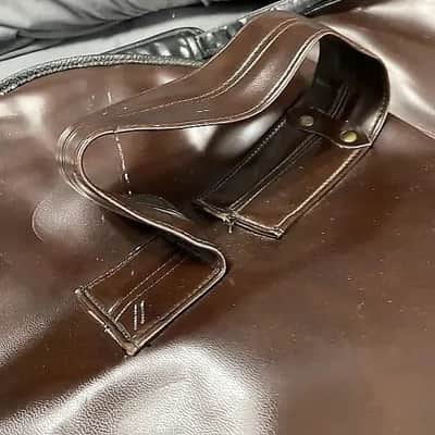 Manny's Victoria Luggage Premium Faux Leather Gig Bag.. fits Casino, Gibson Es bodies 1960s-1970s - Faux Leather Brown.. Green padded Felt liner image 12