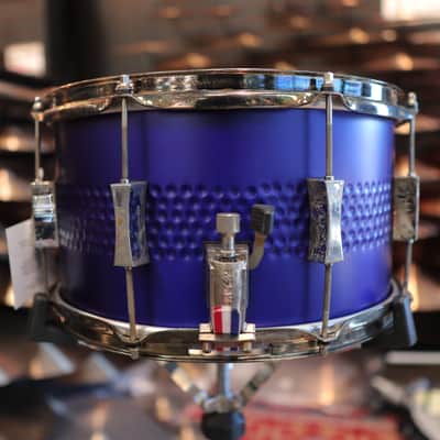 Pork Pie 8x14" Center Hammered Steel Snare Drum (Satin Purple w/ Aged Hardware) image 5