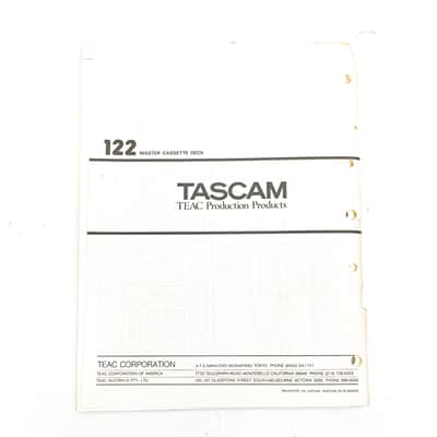 Tascam 122 Master Cassette Deck Service Manual – Original image 2
