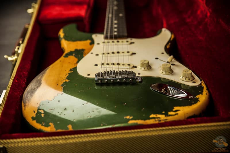 Fender Custom Olive Green Stratocaster Nitro Relic 1995 | Reverb