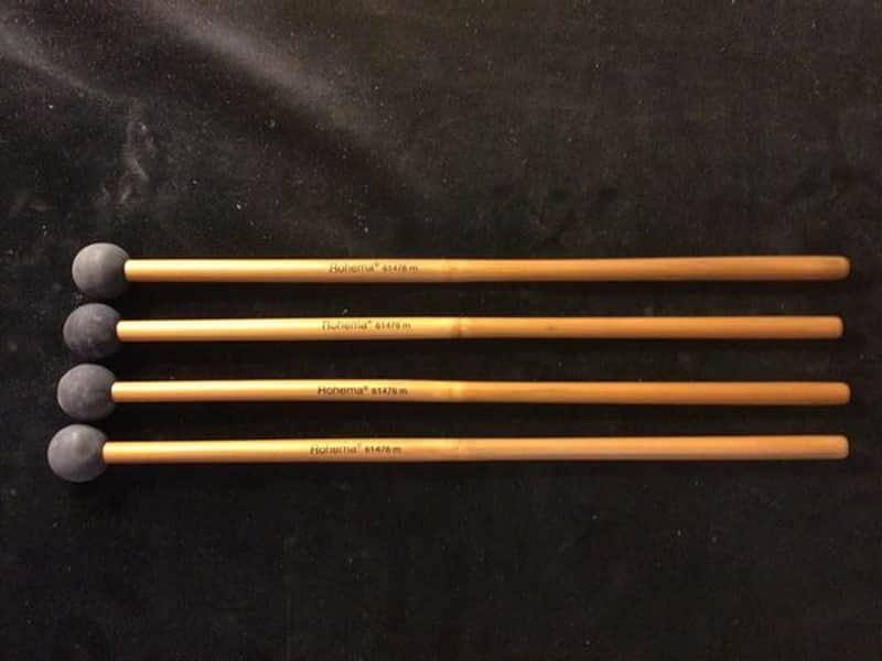 Rohema Percussion - Percussion Mallets Med. Rubber 25MM Ball (Made in Germany) Bamboo Handle 2 Pair image 1