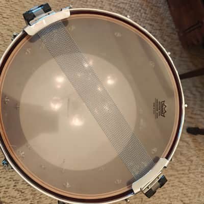 VINTAGE YAMAHA RECORDING CUSTOM 8x14 SNARE — HOT RED — NEW BATTER HEAD, NEW EXTENDED SNARE WIRES — VIDEO image 9