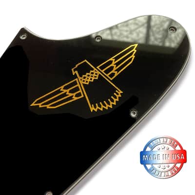 USA Made New 3 Ply Black Pickguard for 1987-1998 Gibson Thunderbird Bass + Gold Decal image 4
