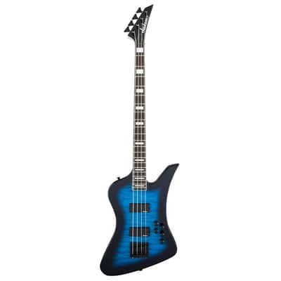 Used Jackson JS Series JS3Q Kelly Bird Bass Guitar - Transparent Blue Burst image 2