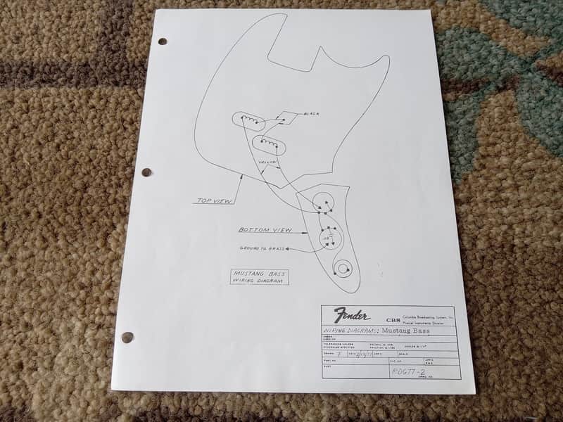 Vintage Late 1970's Fender Mustang Bass Wiring Diagram! Original Case Candy, Paperwork! image 1