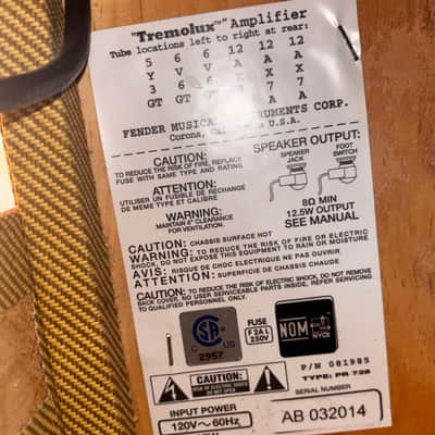 Fender EC Tremolux Eric Clapton Signature 12-Watt 1x12" Guitar Combo 2012 - 2015 - Tweed image 8