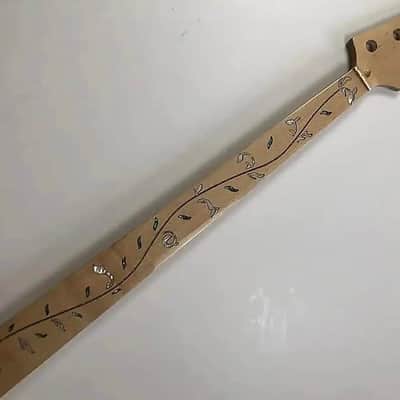 4 String Bass Fretless Maple Wood Neck, Tree of Life White Pearl Inlay image 2