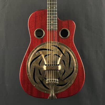 Beard Trailhead-E All Mahogany Roundneck Resonator with Cutaway in Scarlet image 3