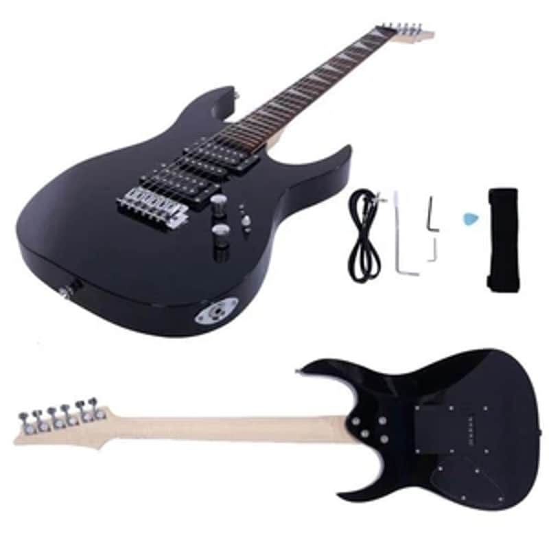 New New 38" Black Maple Wood Right Handed Electric Guitar Set image 1