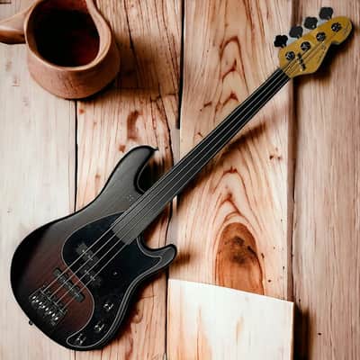 Sandberg SUPERLIGHT(6.9 Lbs) Lionel P/J FRETLESS Short Scale, Brown Burst/Pau Ferro *Similar On Order, ETA June 2027 image 2