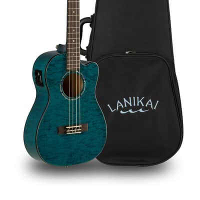 Lanikai Quilted Maple Blue Stain Baritone A/E Ukulele with Foam Case (QM-BLCEB) image 4