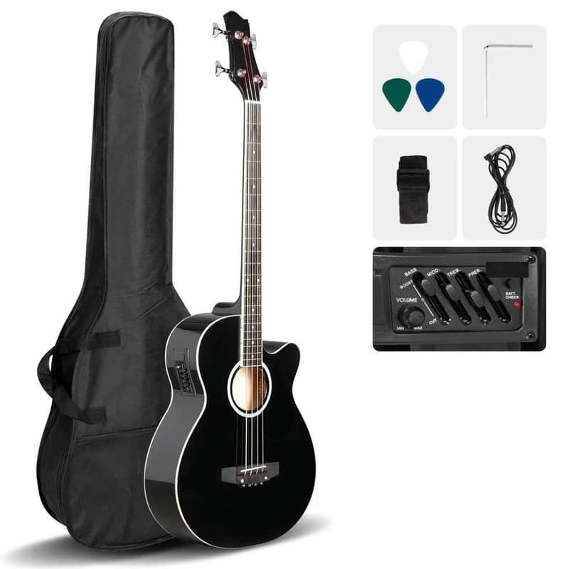 4 String Acoustic Bass Guitar Rosewood Fingerboard With Bag image 1