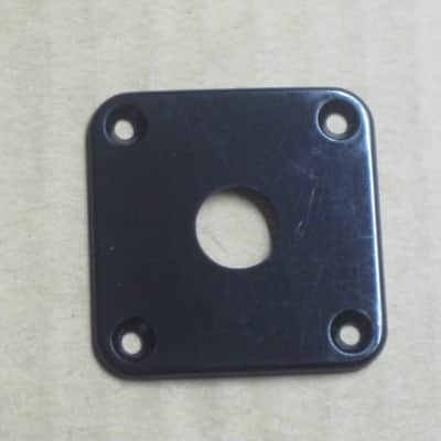 lightly used (lightly relic'd) genuine Gibson PRJP-010 Black Plastic Jack Plate for Les Paul + very clean gold screws (clean or used silver finish screws available upon request) [1990s - 2020s (specifically from 2008)] image 3