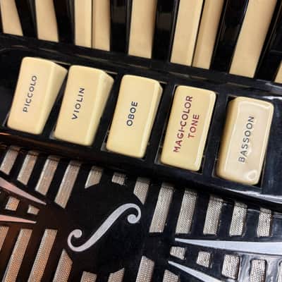 Sonola 120 Bass Piano Accordion SS5 LMH w/case Italy 1950s Black (used) image 4