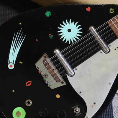 Danelectro Teardrop Bellzouki 7010 2 Pickup Electric Guitar Black Space + HSC image 4