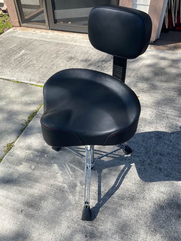 Drum Throne with Backrest, Heavy Duty Adjustable Hydraulic Drum Chair Motorcycle Style Seat image 1