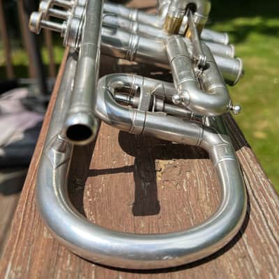Antique C.G. Conn New Wonder LP Cornet ~1915-16 Silver Plate Engraved Bell w/ Original Case & Accessories image 15