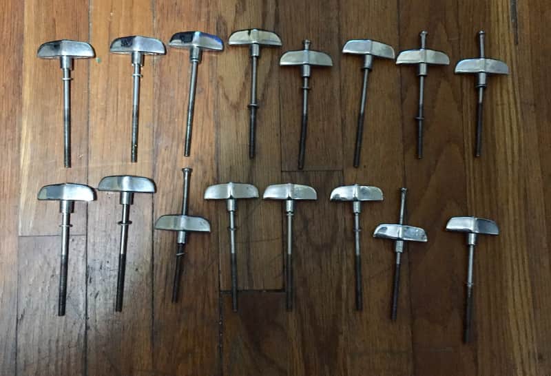 Fibes Bass drum tension rods t-rods (18) 70s - Chrome image 1