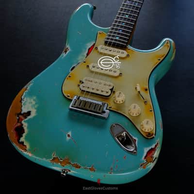 Fender Stratocaster American Deluxe Daphne Blue HSS Made in USA Relic Aged image 4