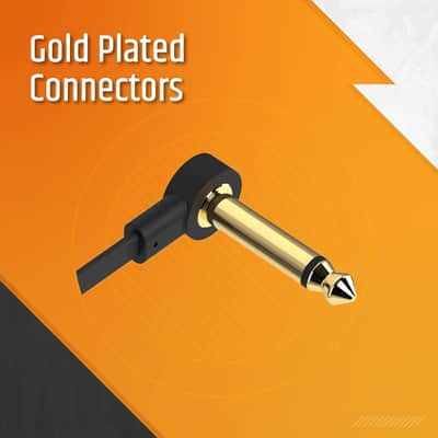 Guitar Flat Patch Cables (Pack of 3) - 6 Inch C-Shape Ultra-Thin Effect Guitar Pedal Patch Cables - Right-Angle, Black with Durable Gold Plated Connectors, Maximize Pedalboard Space image 3