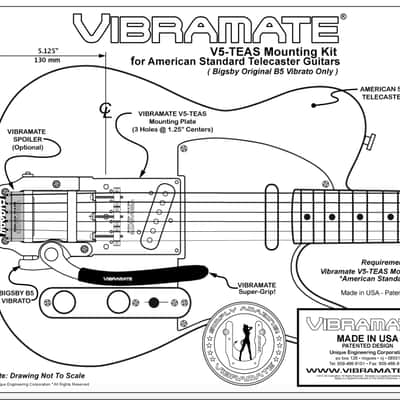 KILLER! Bigsby B5 Tremolo & Vibe V5TEAS, Saddles, String Spoiler Fits Fender Standard Telecaster image 4